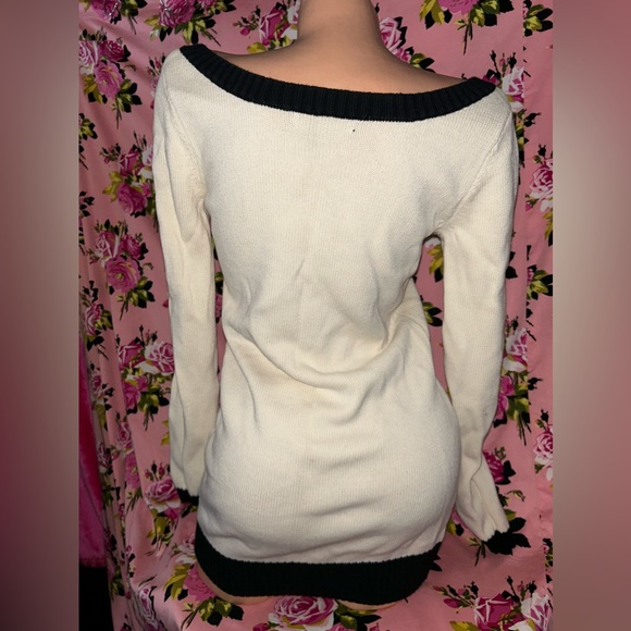 Betsey Johnson Marilyn Monroe sweater dress wink kiss lip cream long vintage L - Picture 7 of 8
